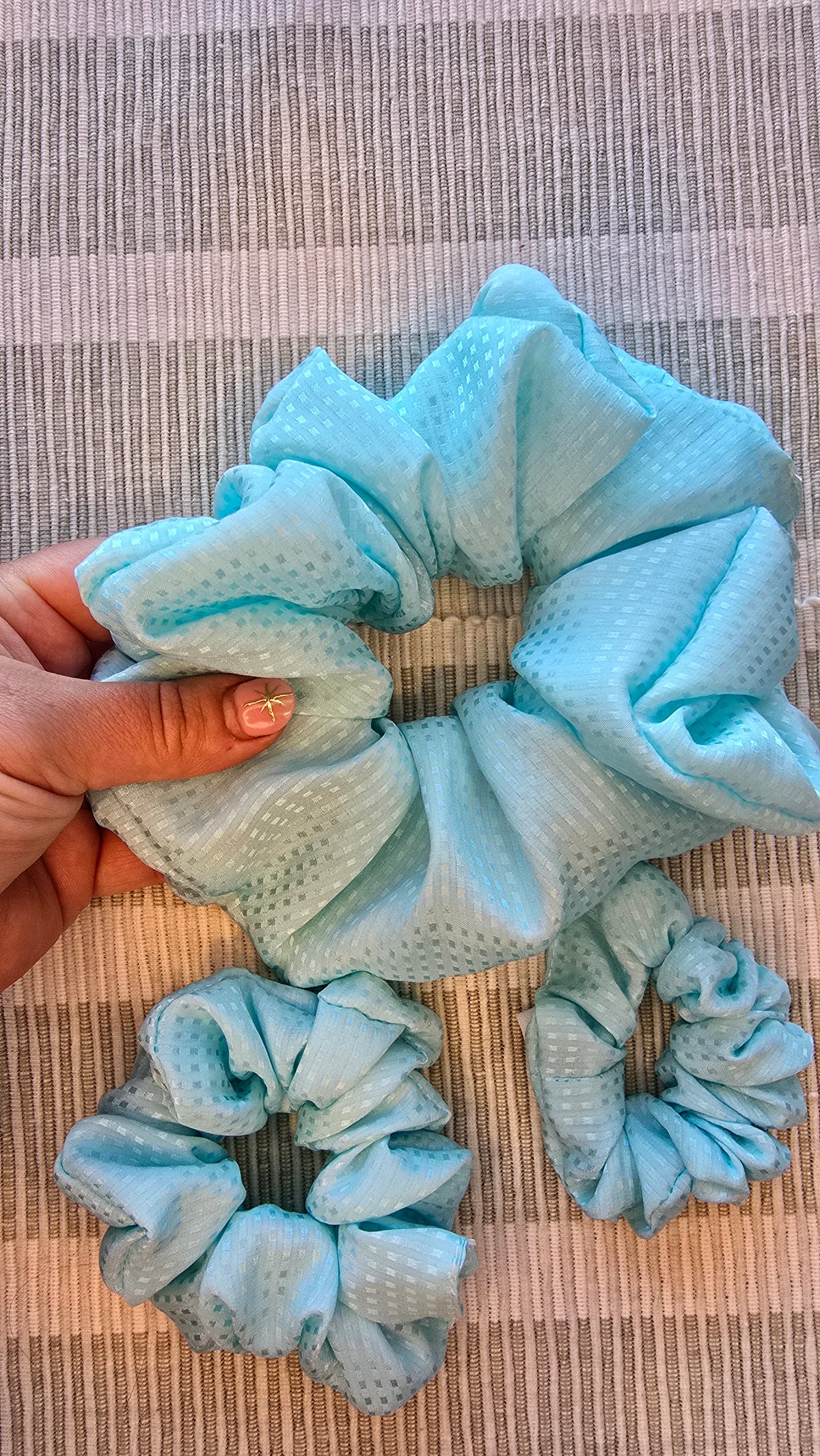 Aqua Silk Scrunchie