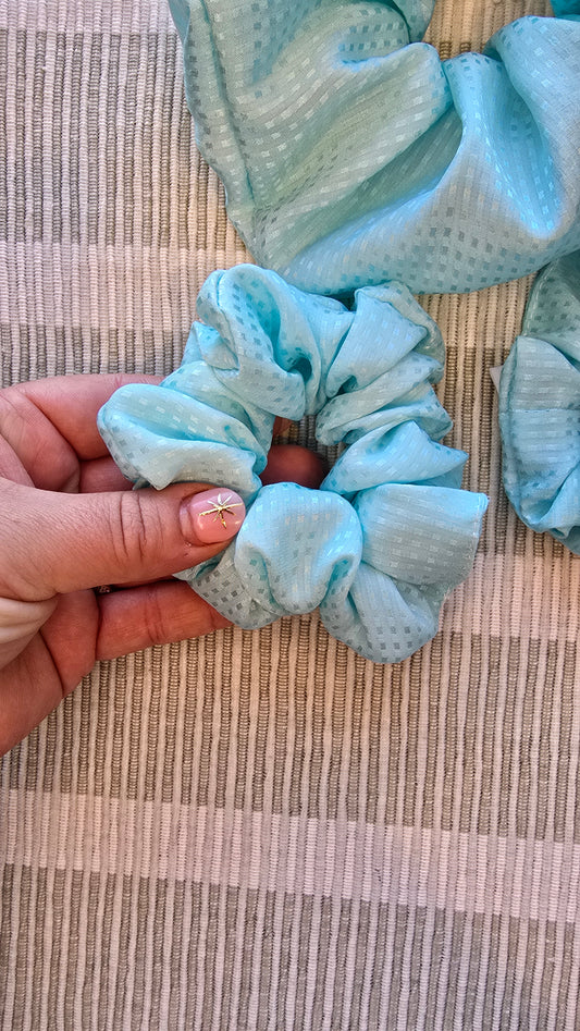 Aqua Silk Scrunchie