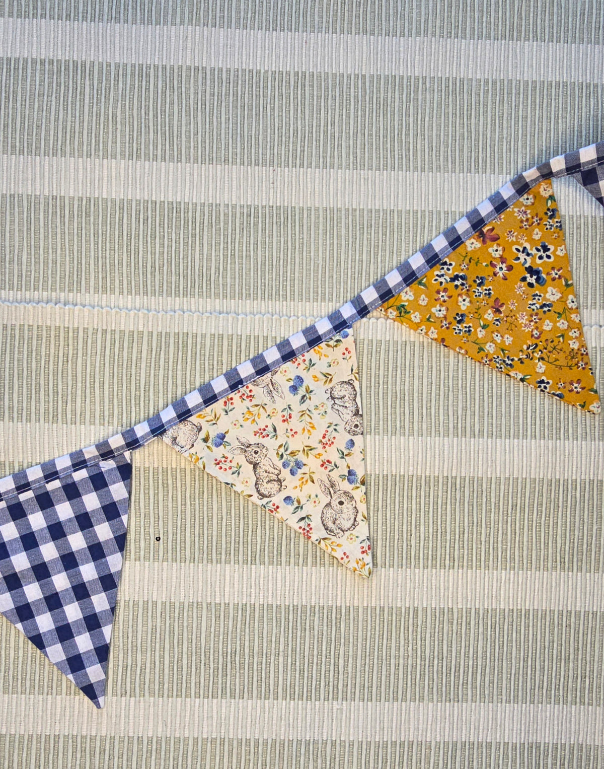 Navy & Mustard (gingham edged) Fabric bunting