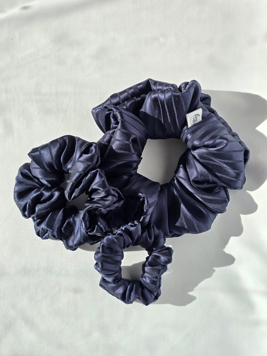 Navy Silk Scrunchie