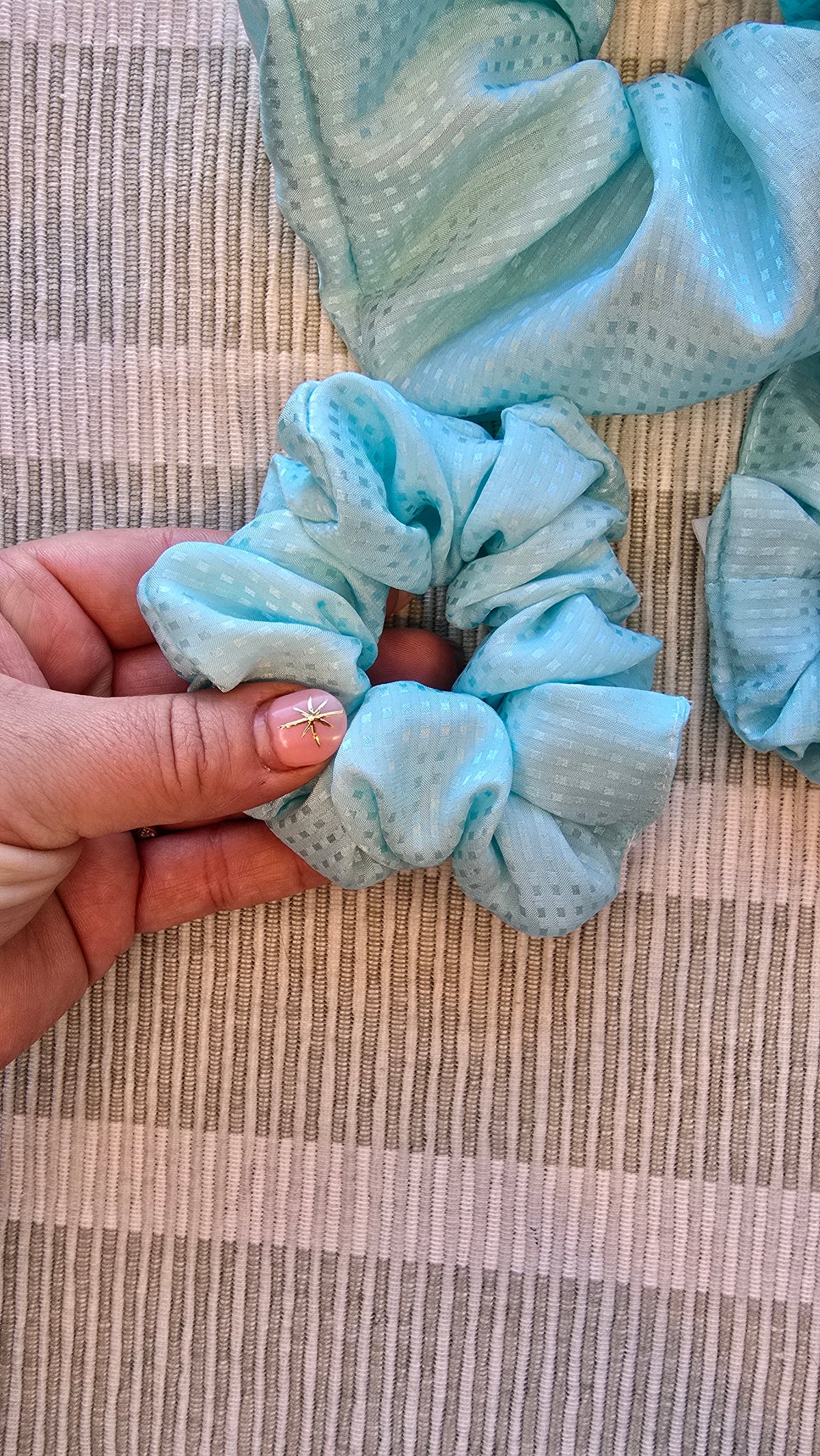 Aqua Silk Scrunchie