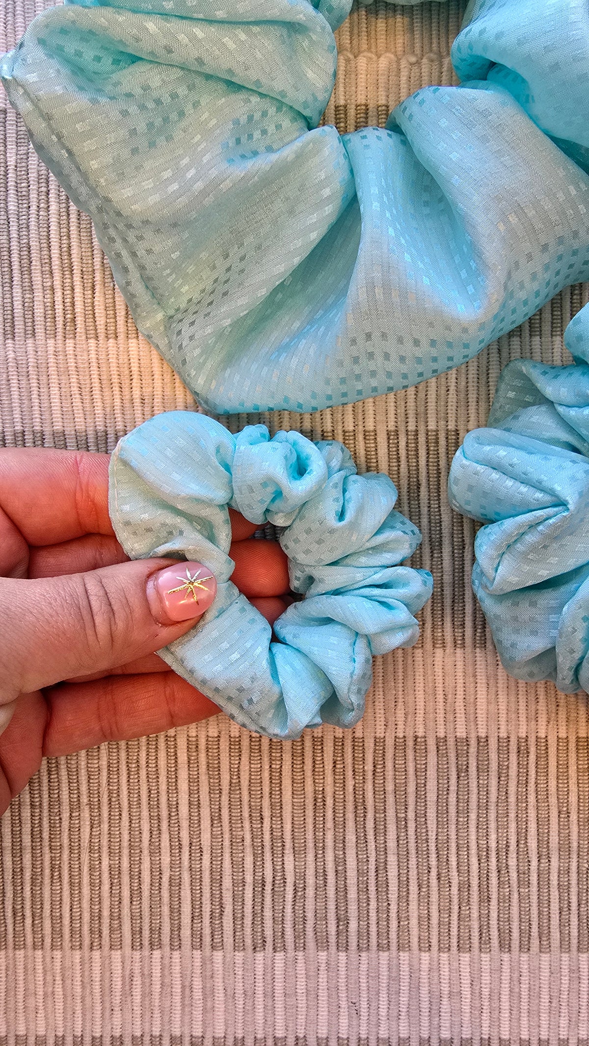Aqua Silk Scrunchie