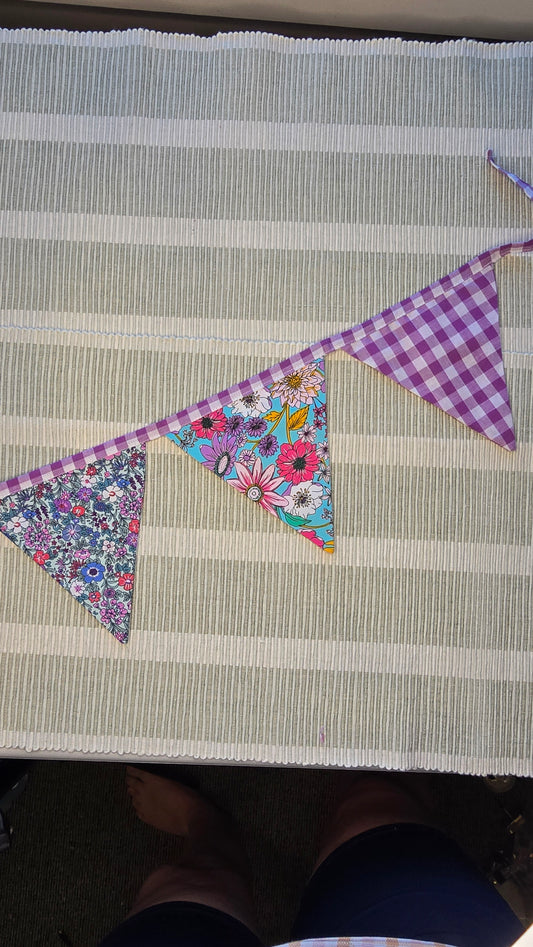 Purple (gingham edged) Fabric bunting