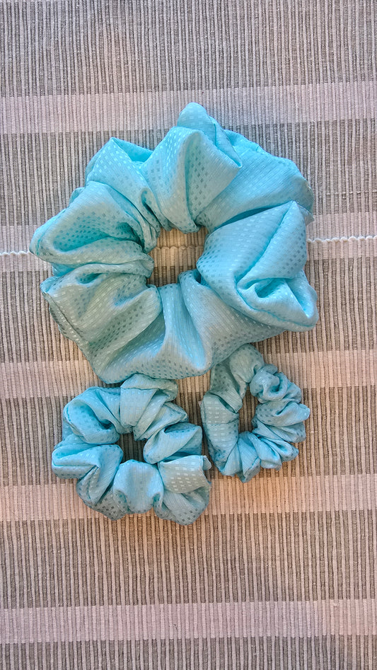 Aqua Silk Scrunchie